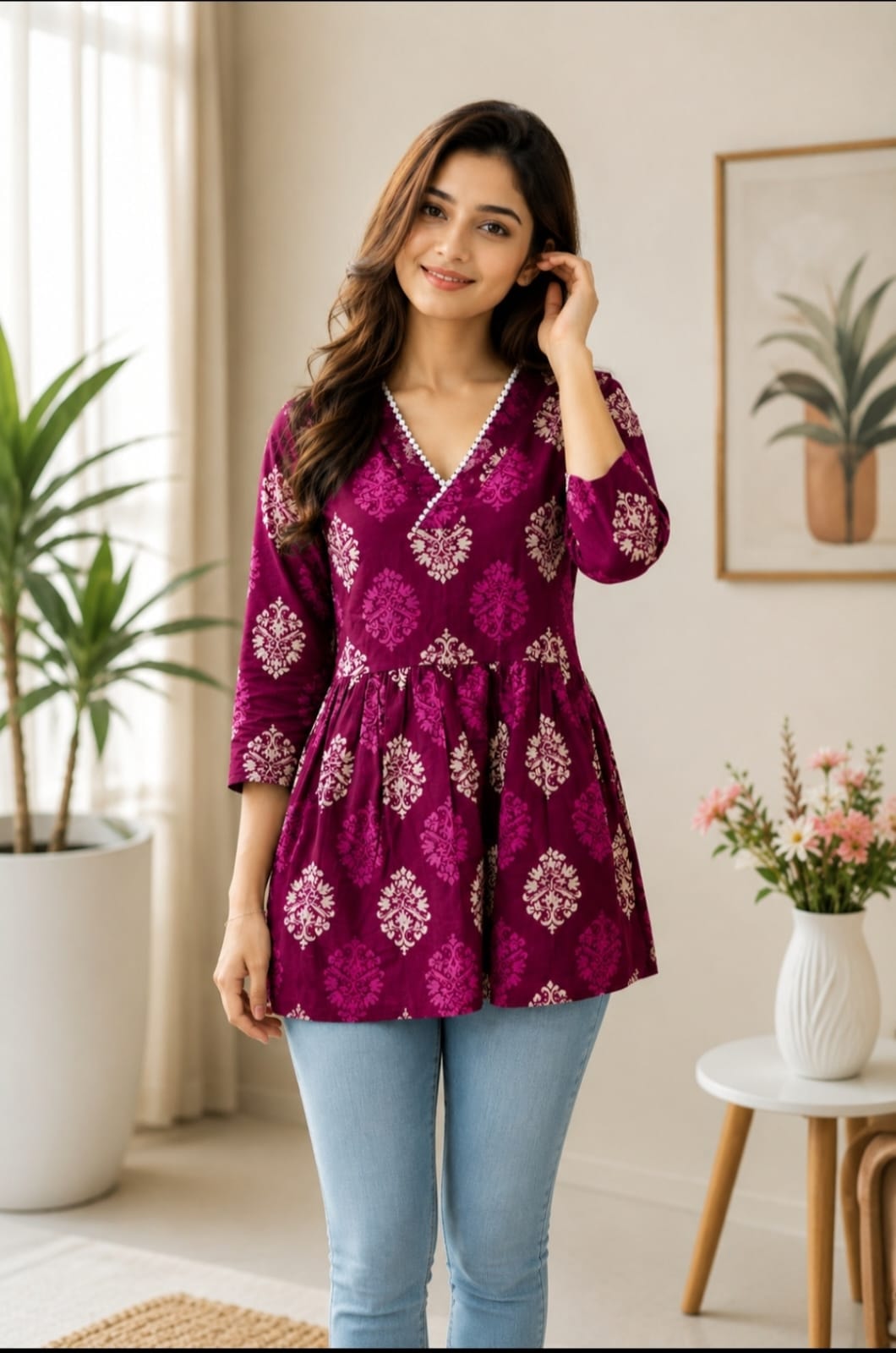 Short Flair Kurti Maroon