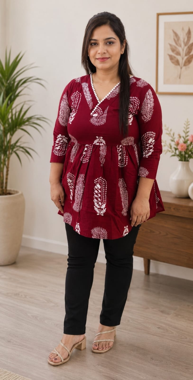 Short Flair Maroon Kurti