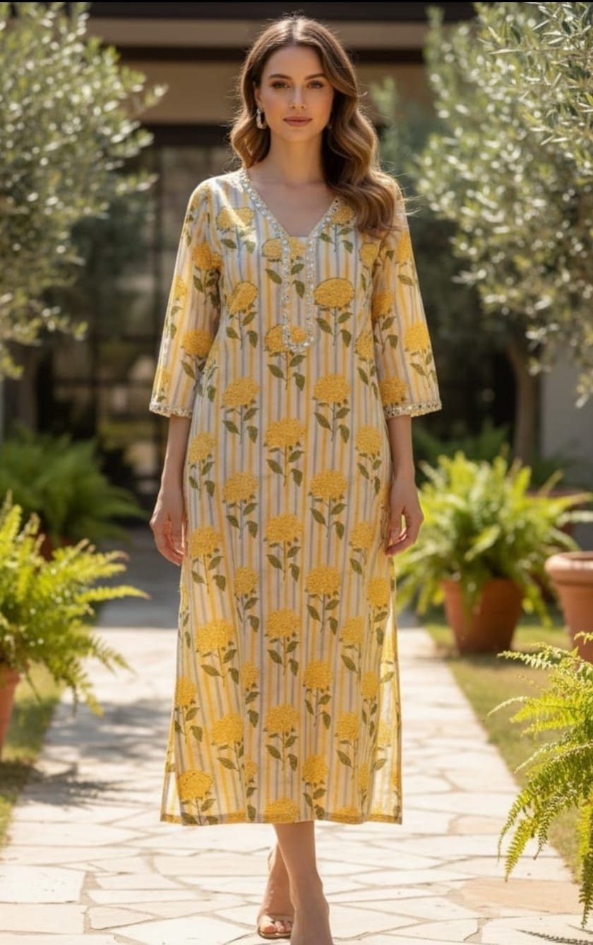 Yellow Floral Kurti