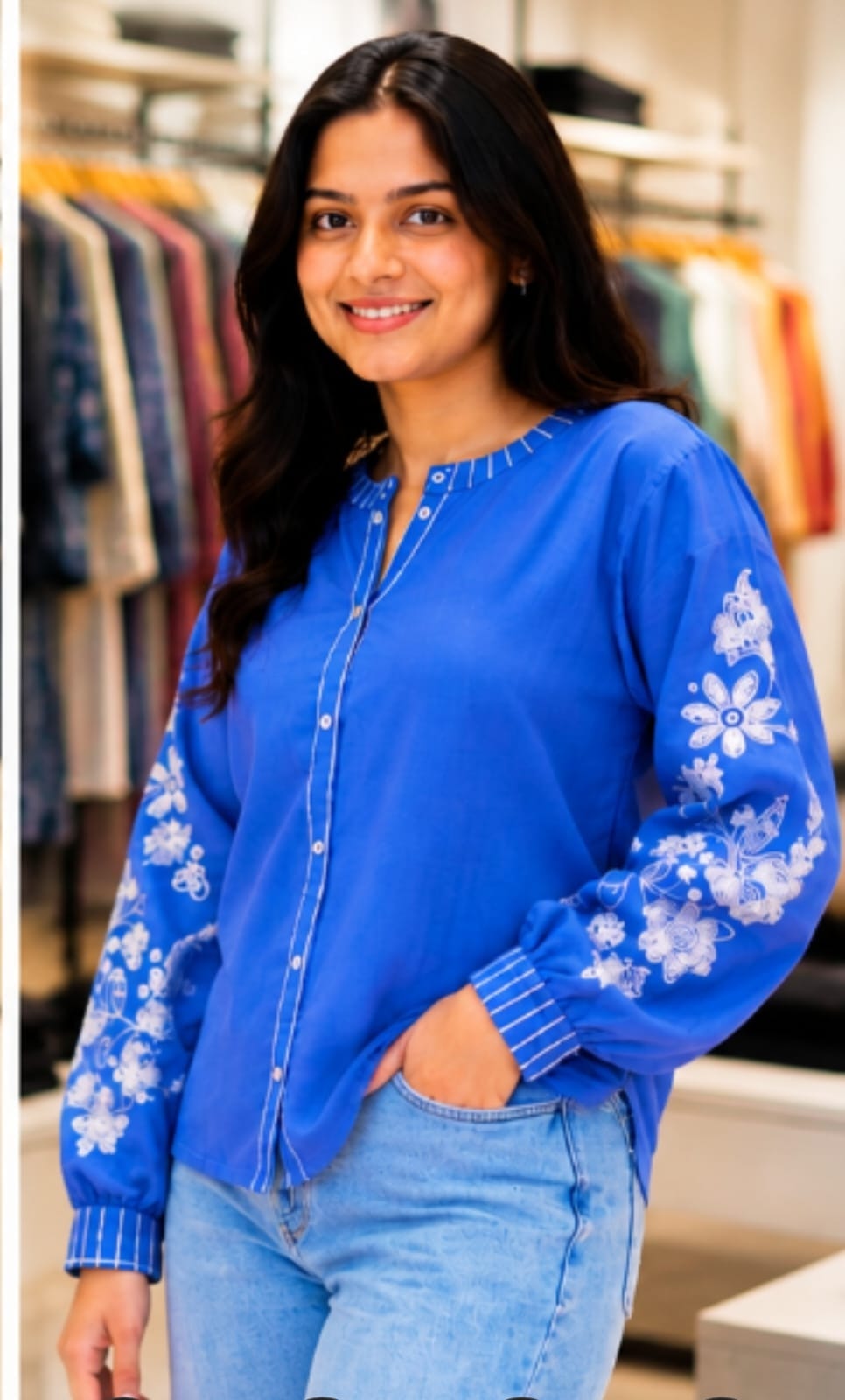 Blue Embroidered Shirt