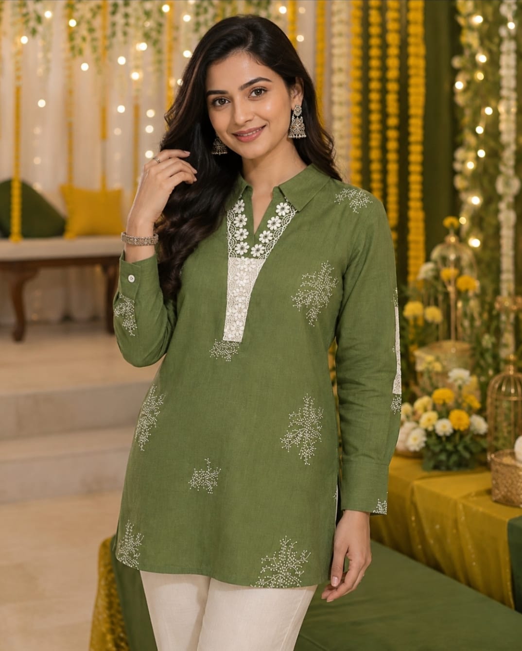 Green Embroidered Shirt