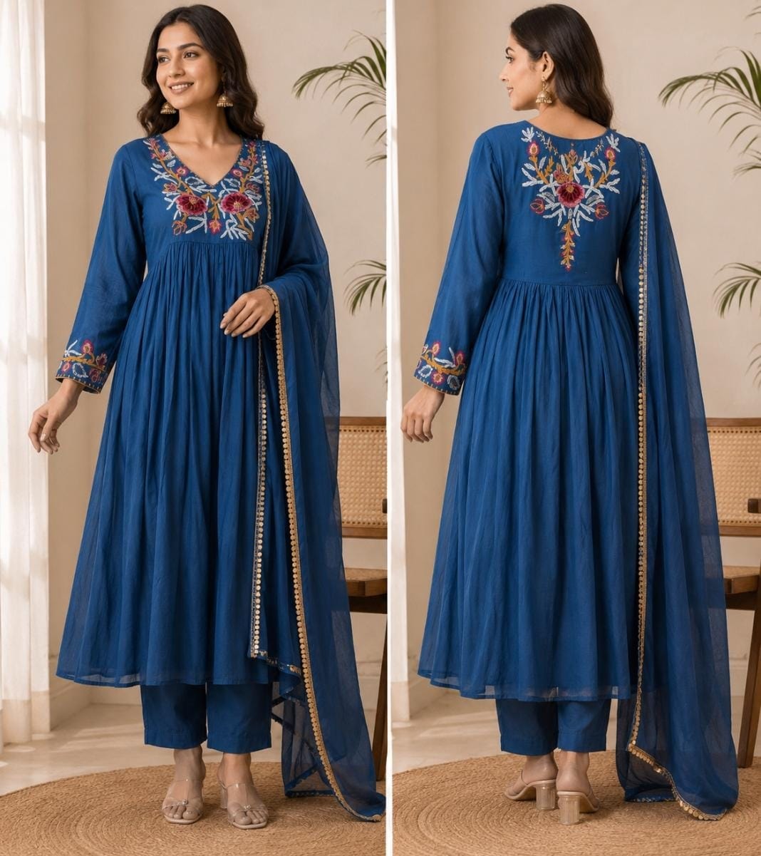 Blue Mal Chanderi Silk Suit