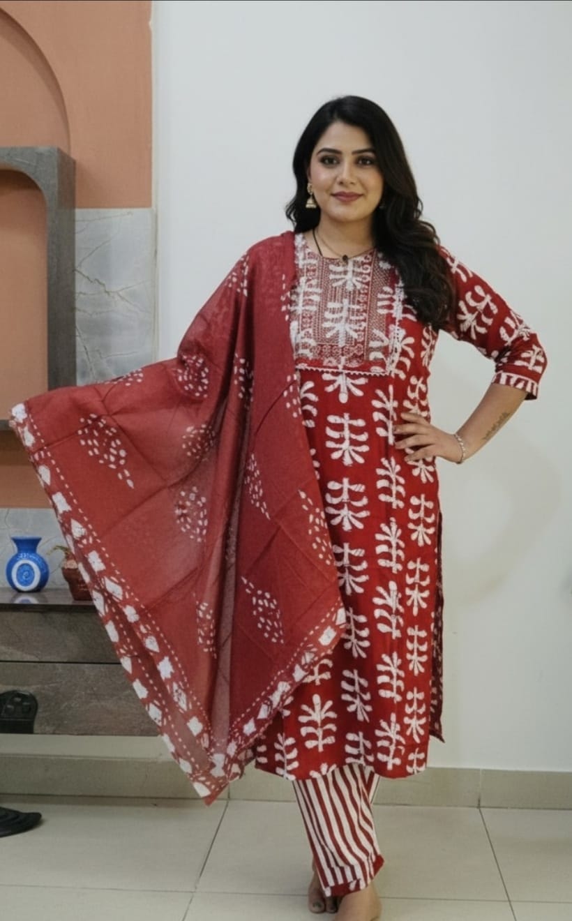 Red Bandhani Anarkali