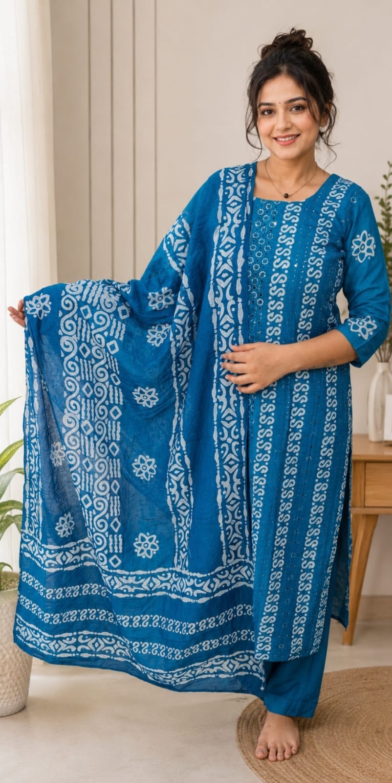 Blue Batik Print Suit