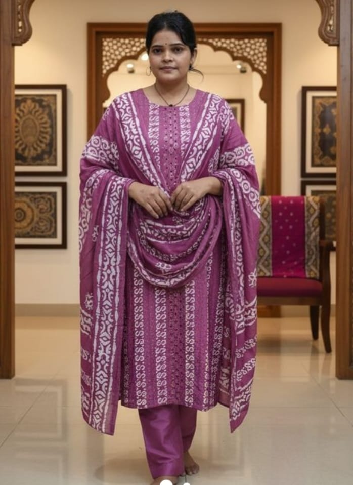 Mauve Batik Print Suit