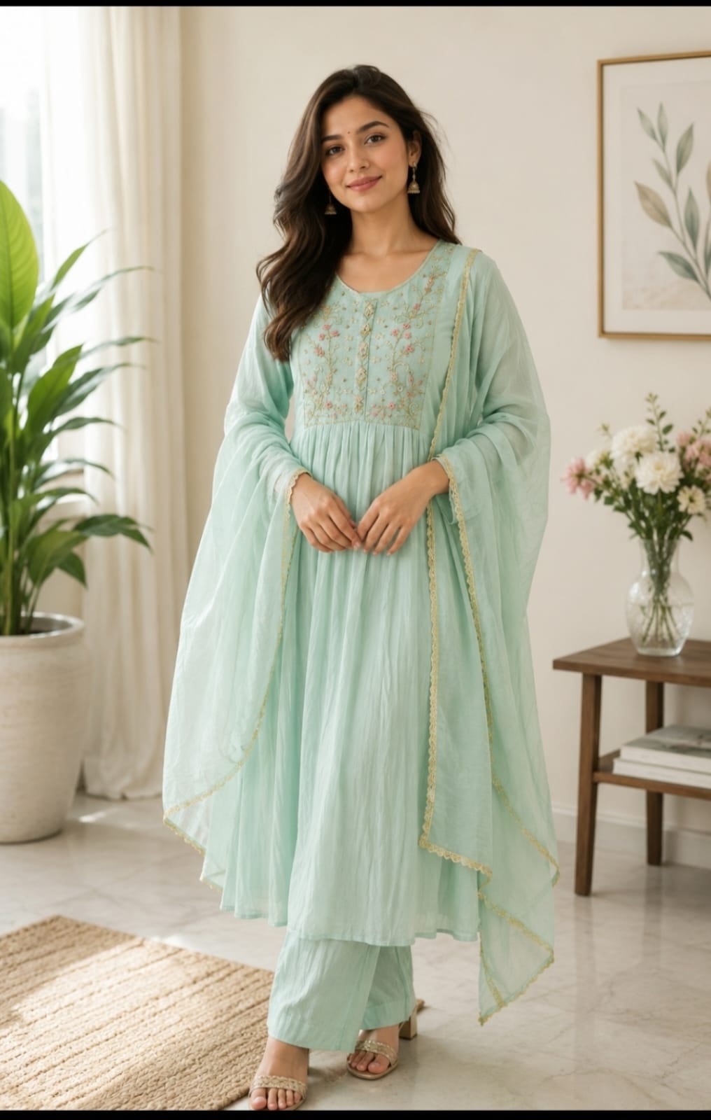 Mint Lace Duppata Suit